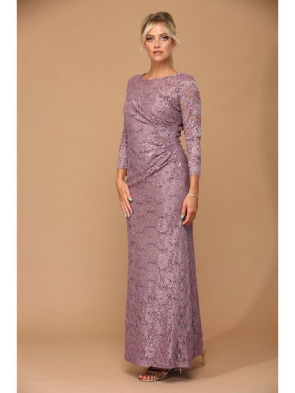 Clearance Mauve Size XL Mother of the Bride Long Fully Lined Evening Dress 3397